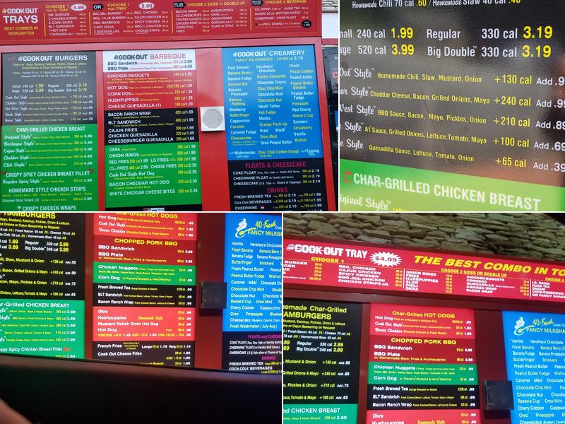 Cook Out Menu