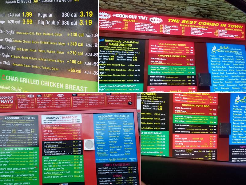 Cook Out Menu