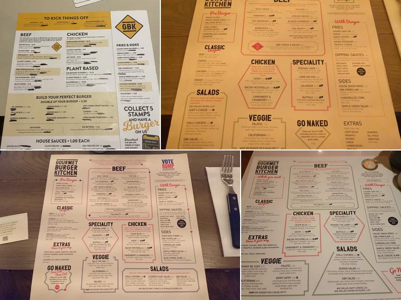 Gourmet Burger Kitchen (GBK) Menu