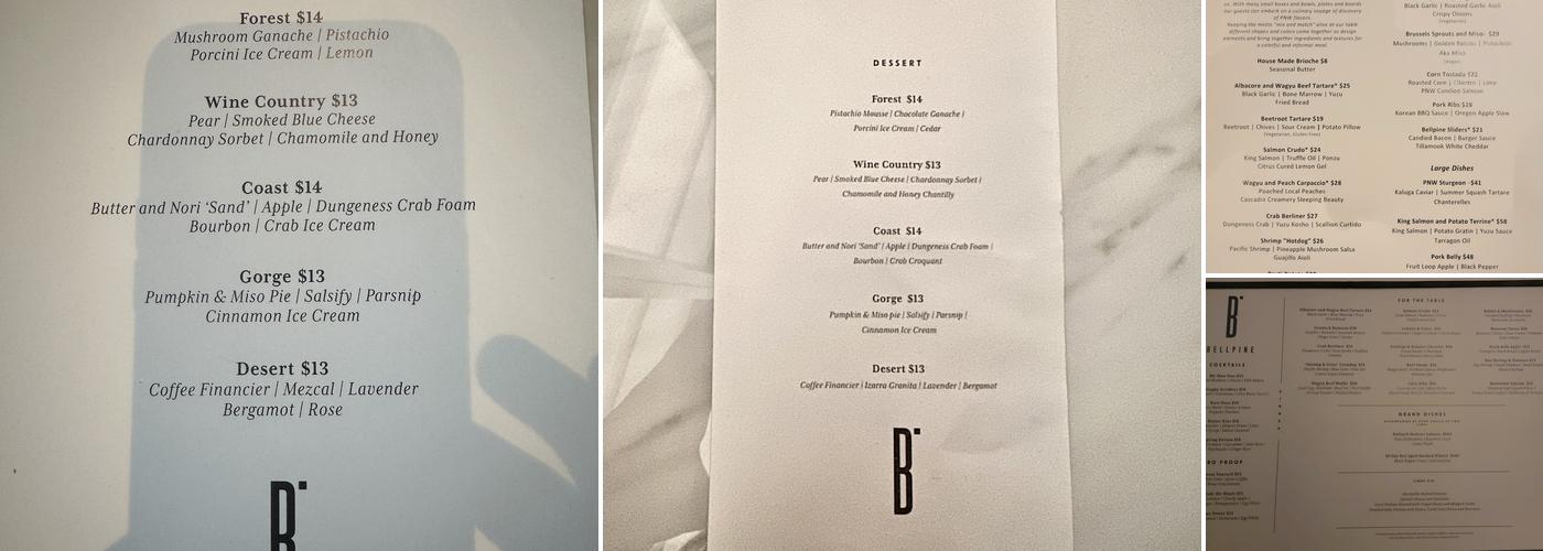 Bellpine Menu