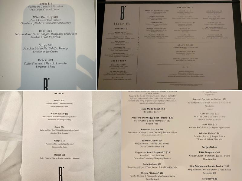 Bellpine Menu