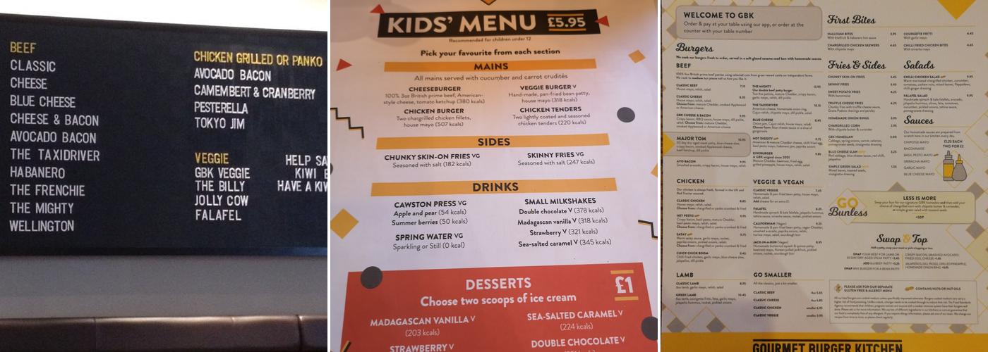 Gourmet Burger Kitchen (GBK) Menu