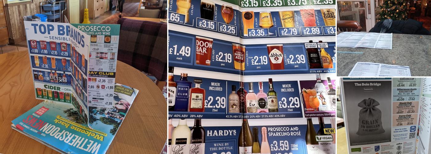 The Bole Bridge - JD Wetherspoon Menu