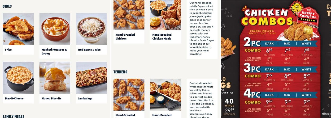 Krispy Krunchy Chicken Menu