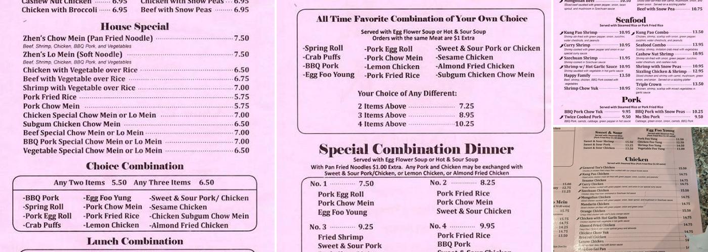 Zhen’s Chinese Restaurant Menu