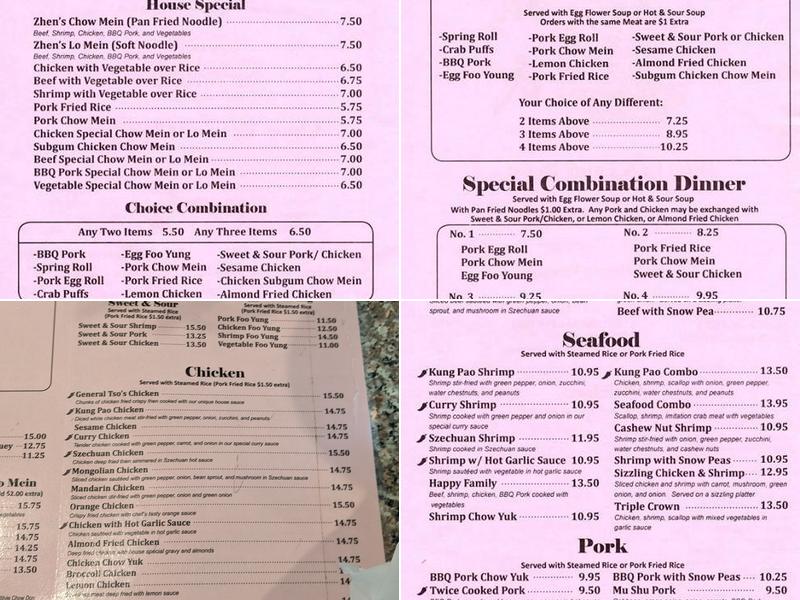 Zhen’s Chinese Restaurant Menu