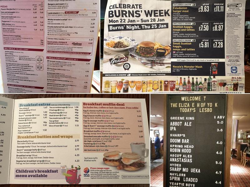 The Elizabeth of York Menu