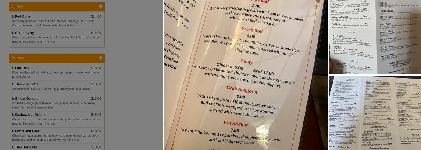 Thai Hot Menu