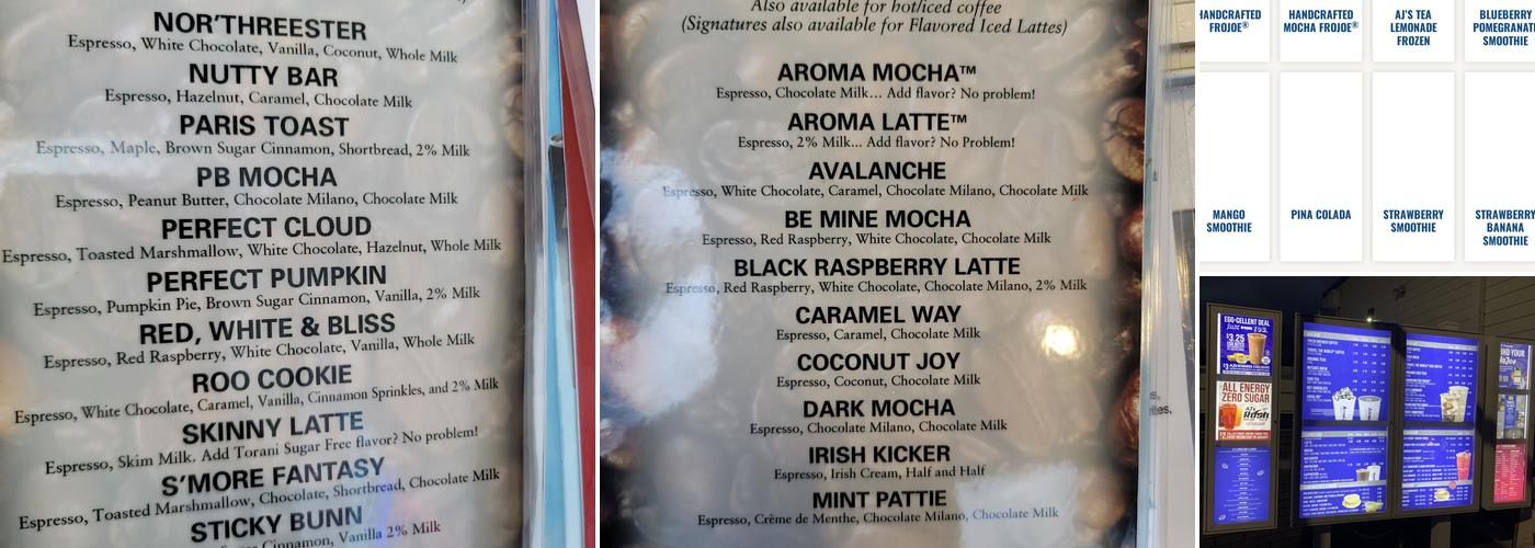 Aroma Joe's Drive Thru Menu