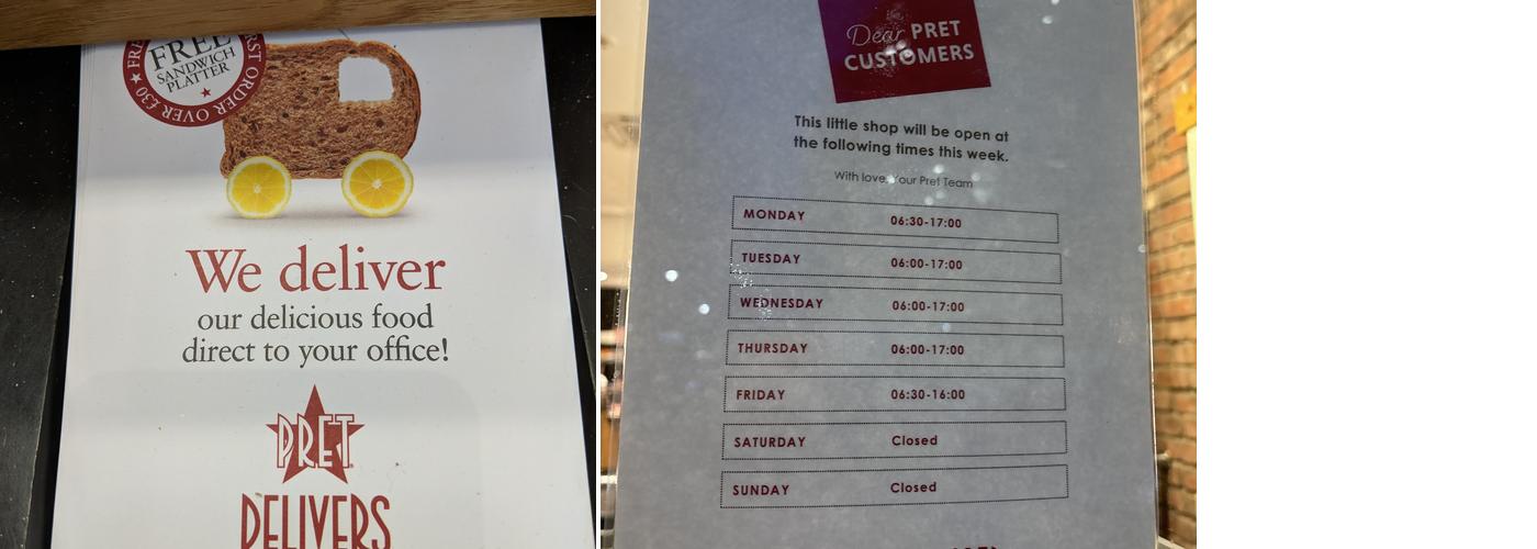 Pret A Manger Menu