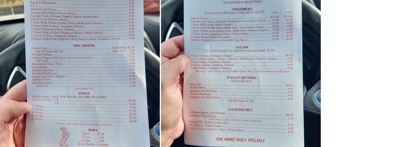 Zeiderellis' Pizza & Subs Menu