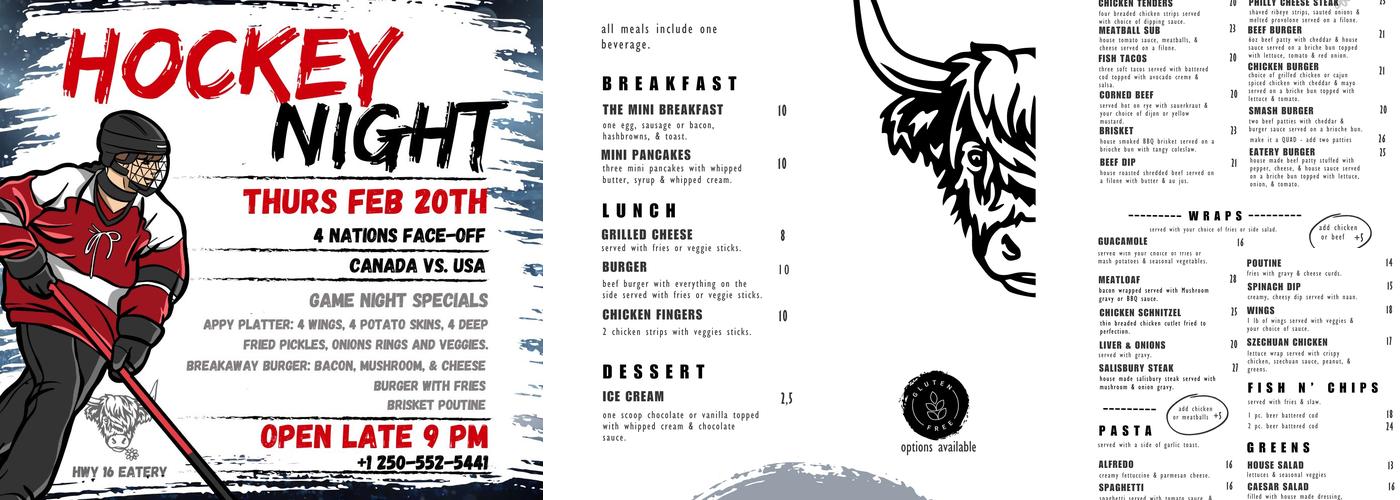 HWY 16 Eatery Menu