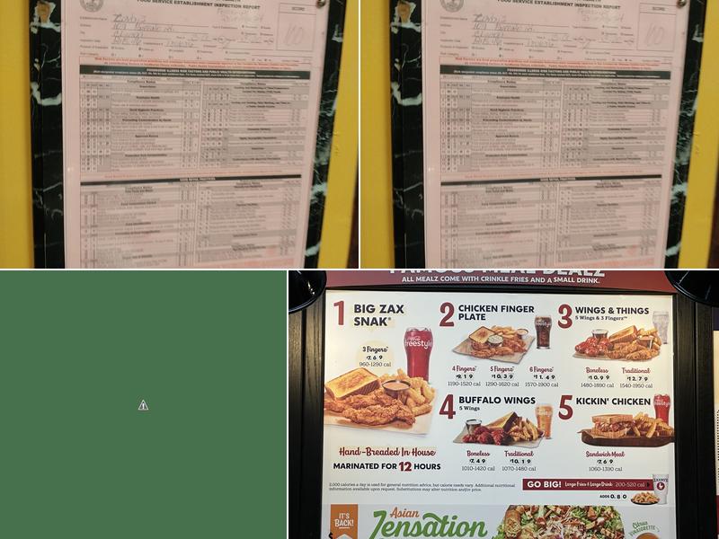Zaxby's Chicken Fingers & Buffalo Wings Menu
