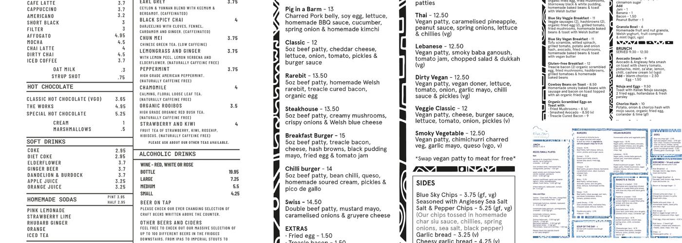 Blue Sky Cafe & Taproom Menu