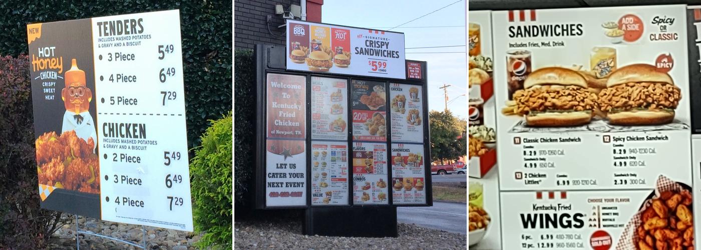 KFC Menu
