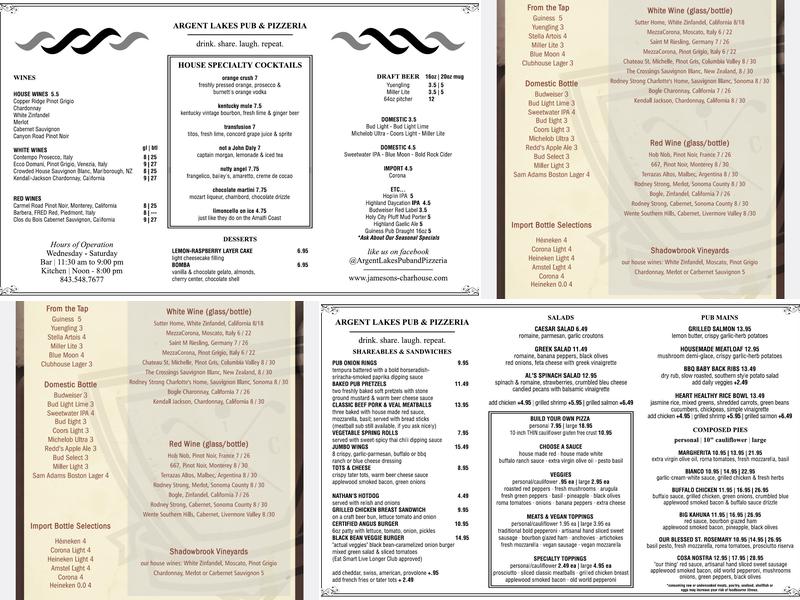 Argent Lakes Pub & Pizzareia Menu