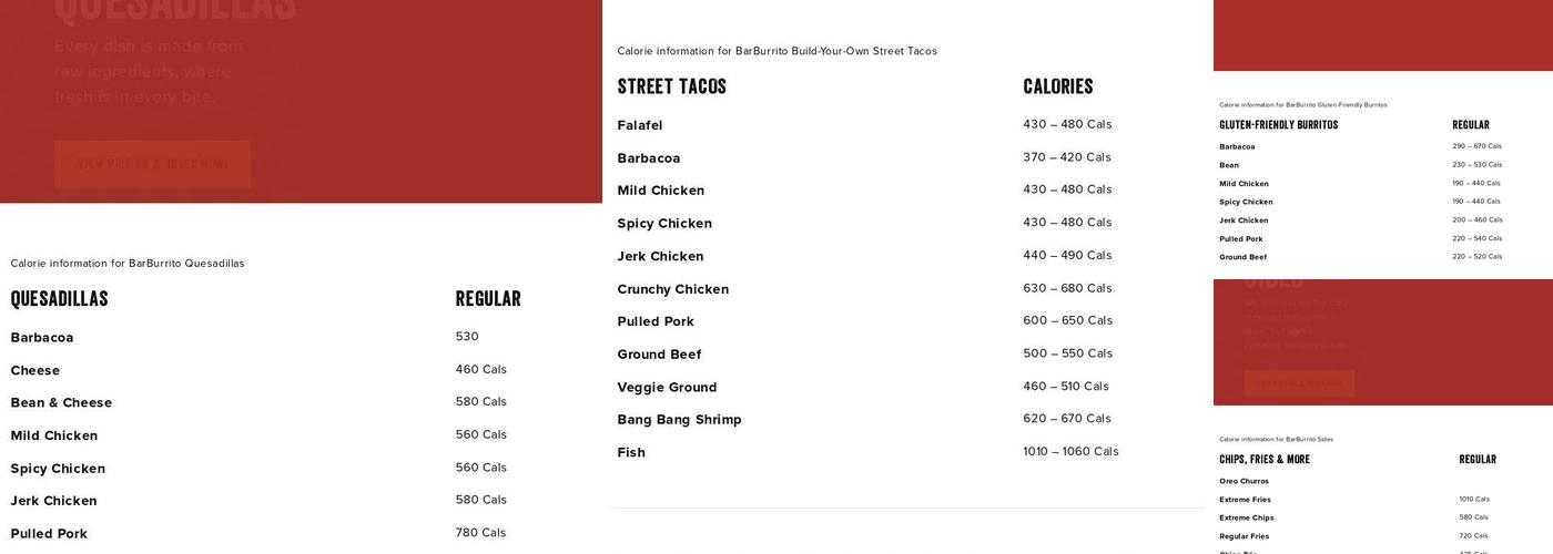 barBURRITO Menu