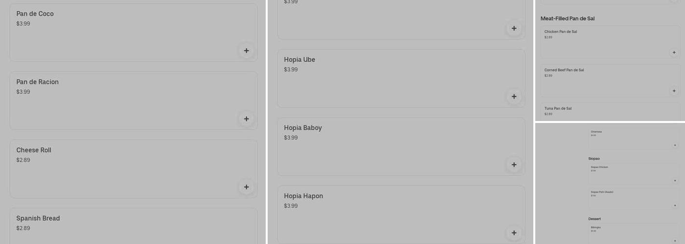 Valerio's Tropical Bake Shop Menu