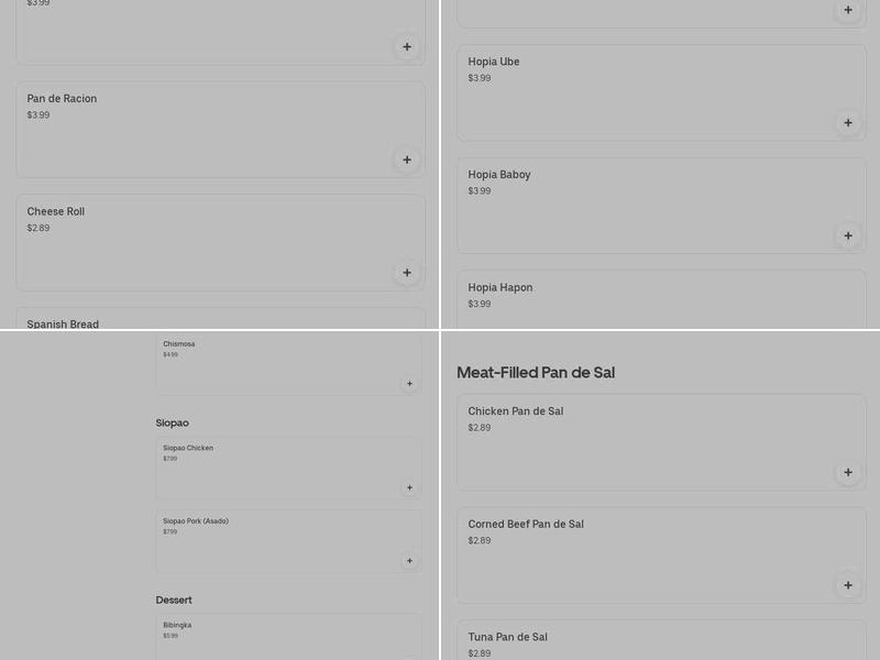 Valerio's Tropical Bake Shop Menu