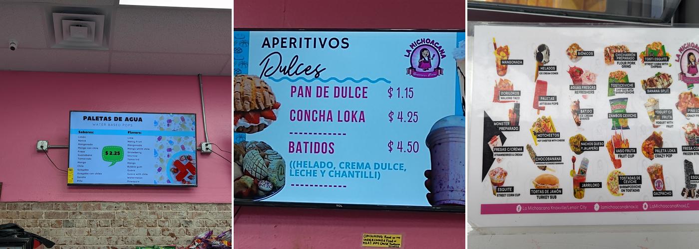 La Michoacana L.C Menu
