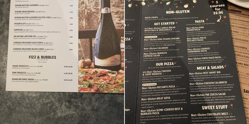 Zizzi Menu