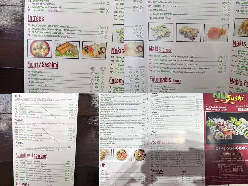 ND Sushi Menu