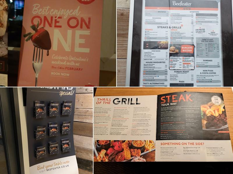 The Ladybridge Beefeater Menu