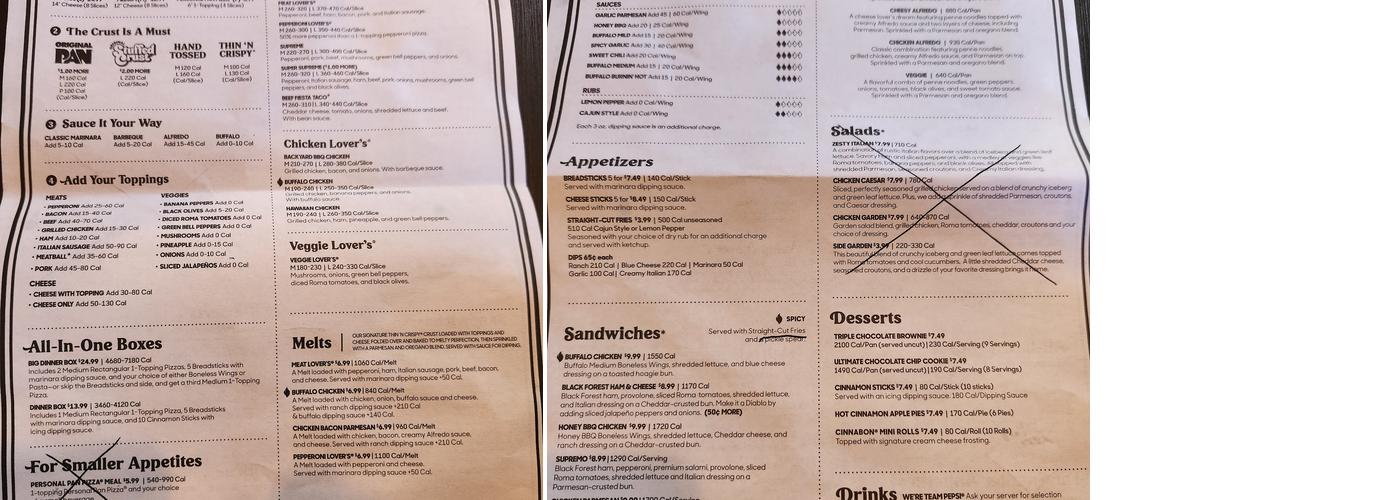 Pizza Hut Menu