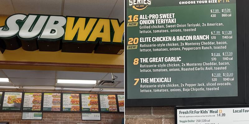 Subway Menu