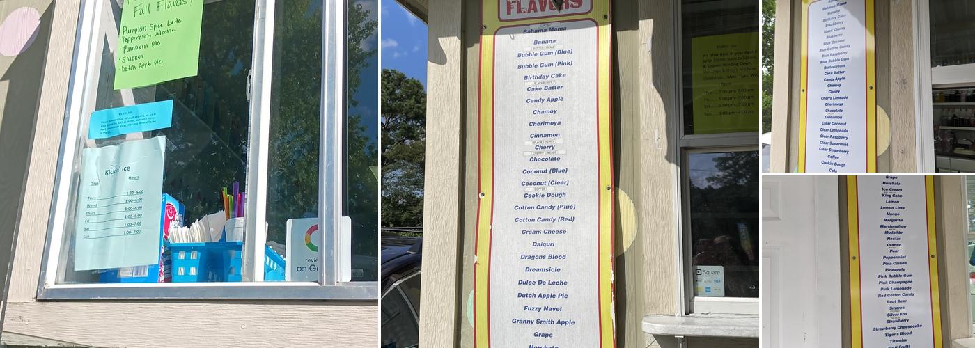 Kickin' Ice - Shaved Ice Menu