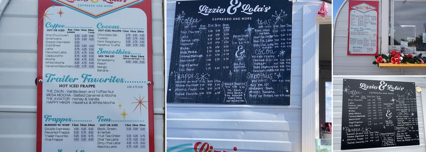 Lizzie and Lola’s Espresso and More Menu