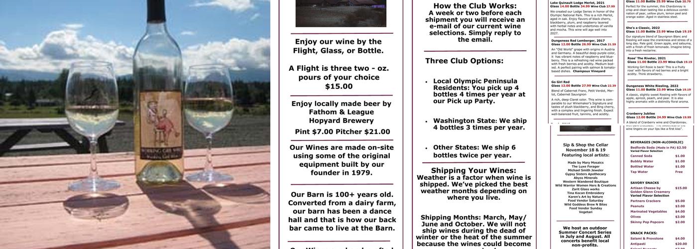 Olympic Cellars Menu