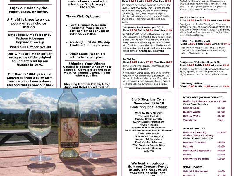 Olympic Cellars Menu