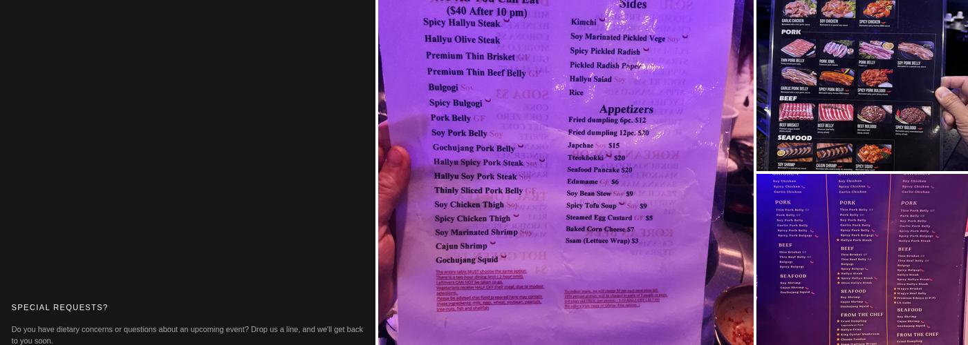 HALLYU KOREAN BBQ & BAR Menu