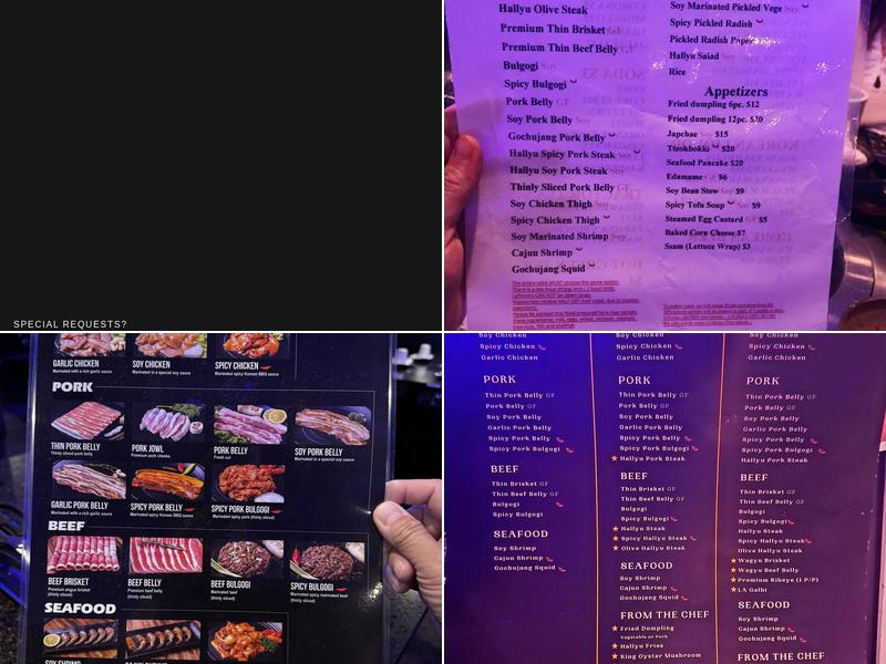 HALLYU KOREAN BBQ & BAR Menu