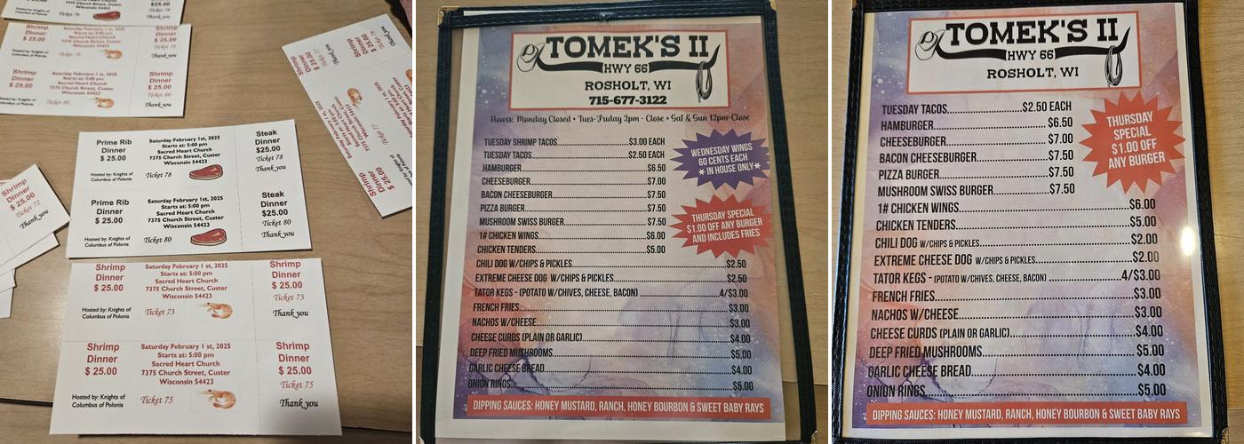 Tomek's II Menu