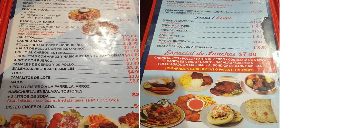 Ruinas de Copán & Bar Menu