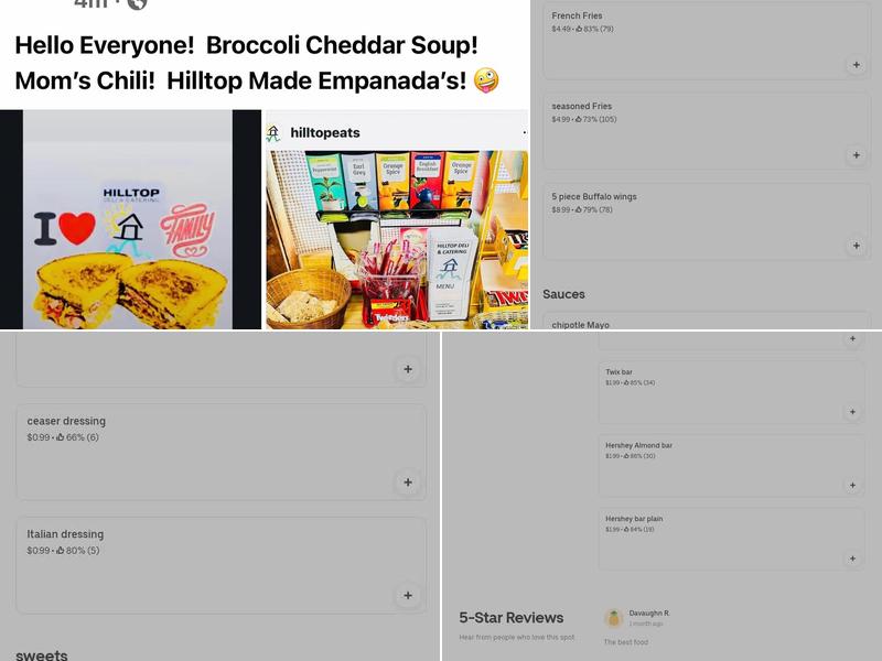 Hill Top Deli and Grill Menu