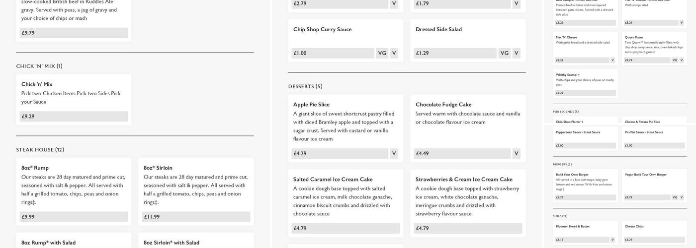 Bull & Chequers Reading Menu