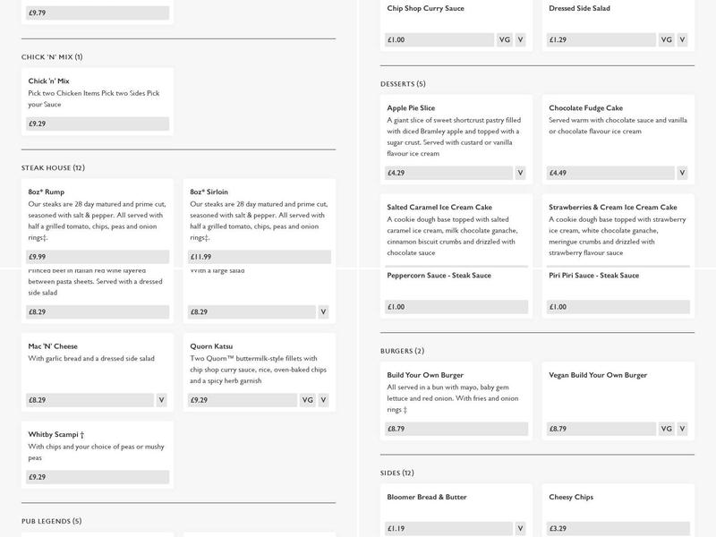 Bull & Chequers Reading Menu