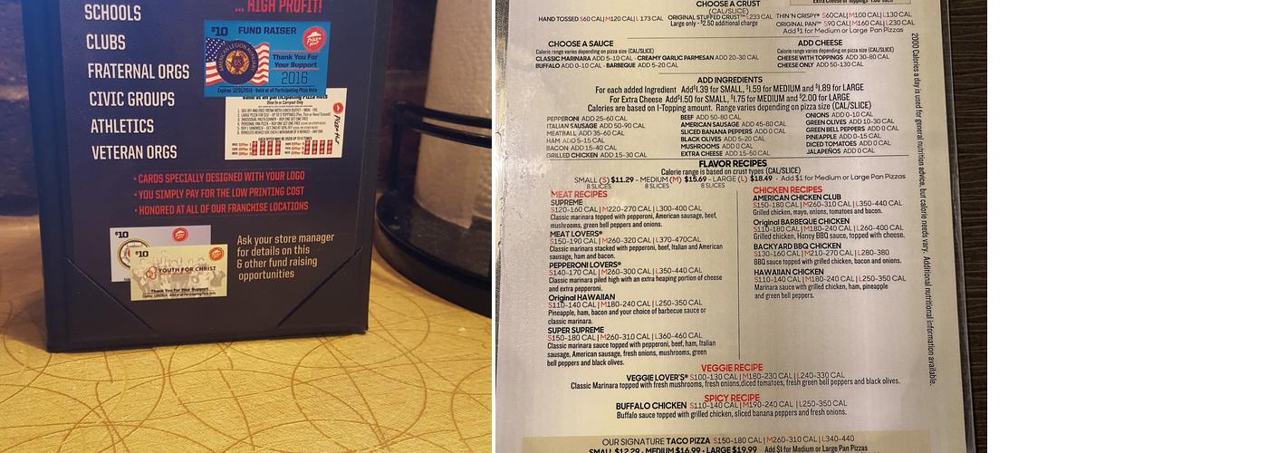 Pizza Hut Menu