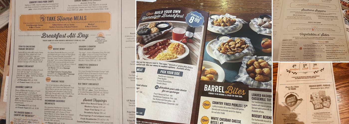 Cracker Barrel Old Country Store Menu