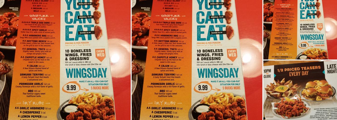 Hooters Menu