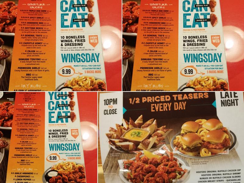 Hooters Menu