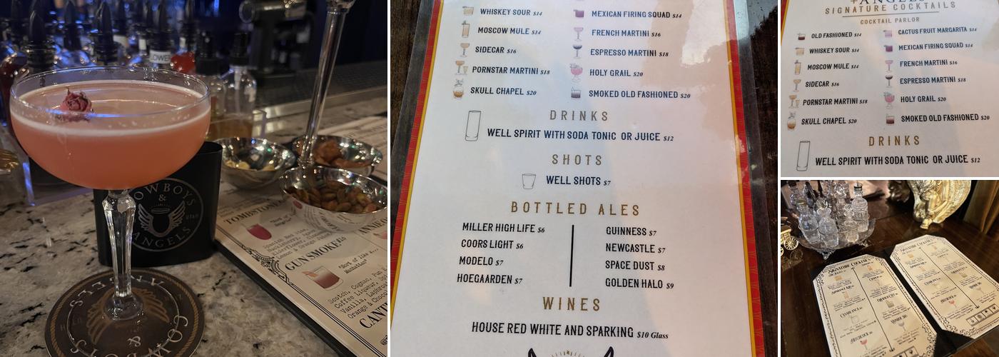 Cowboys & Angels Speakeasy Cocktail Parlor Menu