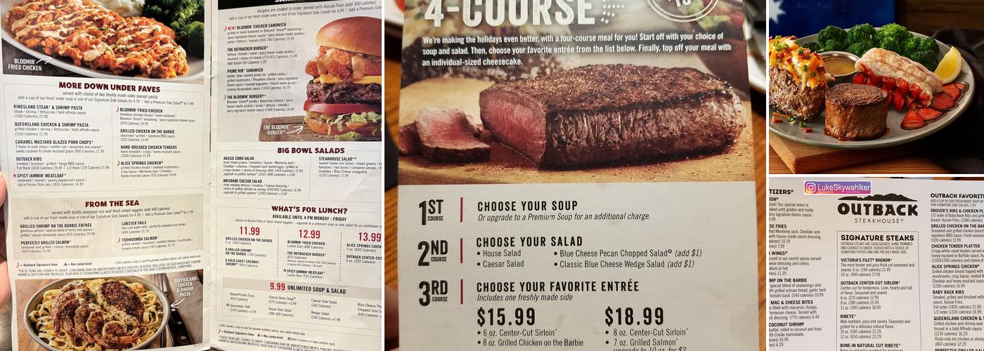 Outback Steakhouse Menu