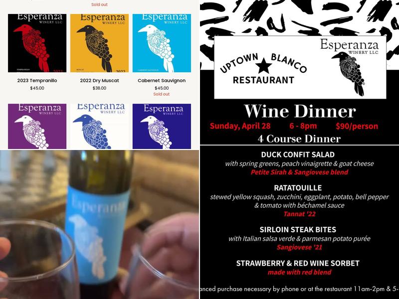 Esperanza Winery LLC Menu
