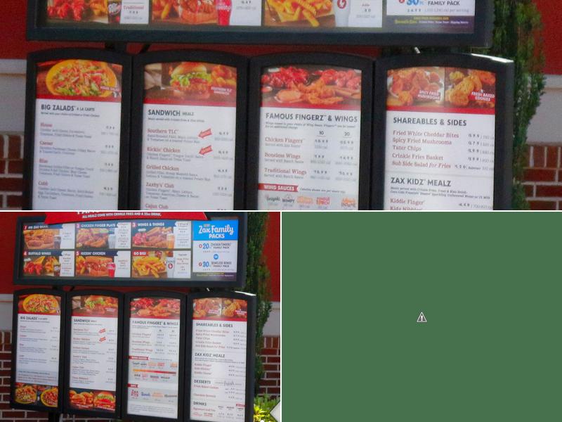 Zaxby's Chicken Fingers & Buffalo Wings Menu