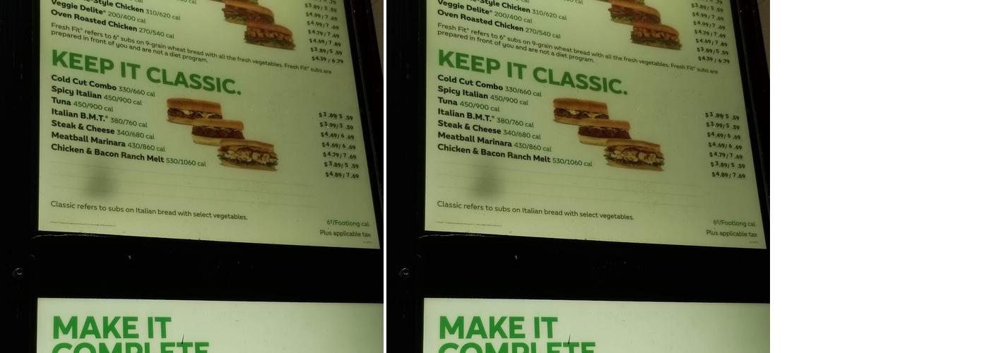 Subway Menu