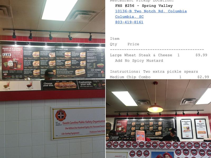 Firehouse Subs Sparkleberry Square Menu